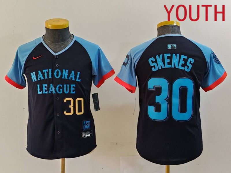 Youth Pittsburgh Pirates 30 Skenes Blue All star 2024 Nike MLB Jersey style 4